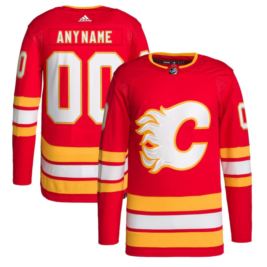 Men Calgary Flames adidas Red Home Primegreen Authentic Pro Custom NHL Jersey
